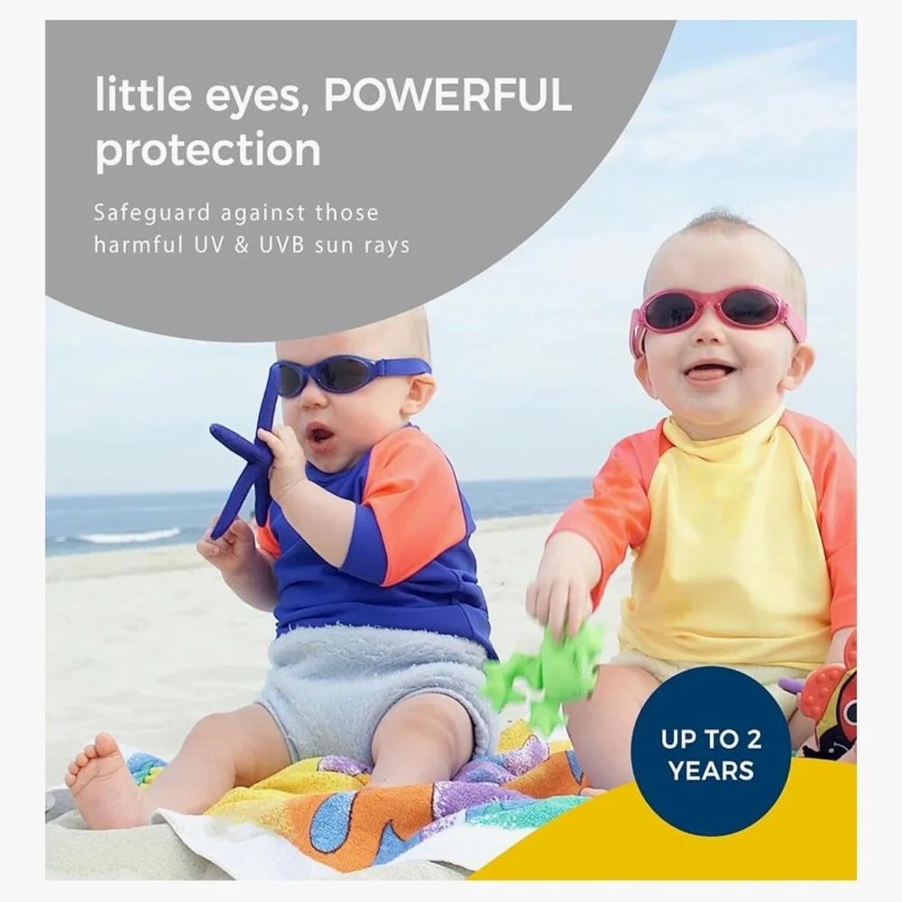 BANZ Sunglasses, Baby and Infant Sun Protection, Ages 0-2 Years, Arctic White